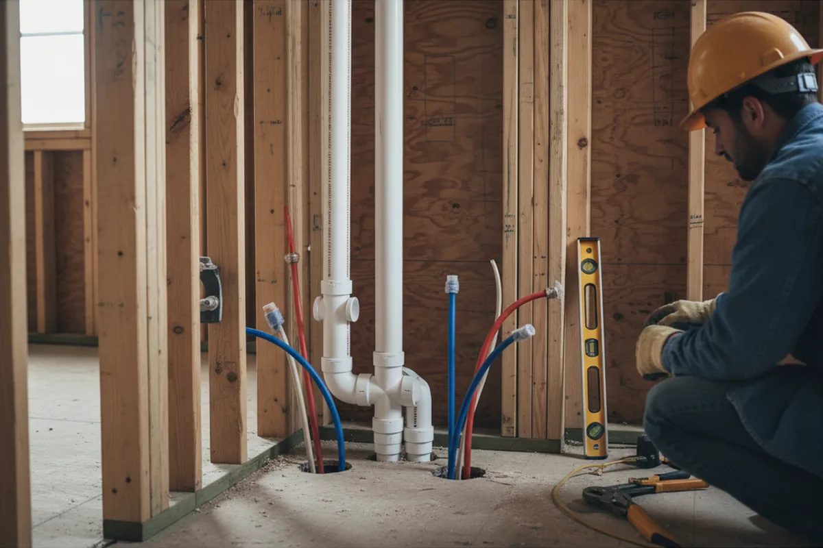 Drain and supply rough-in during Leak Detection in Saint Anthony